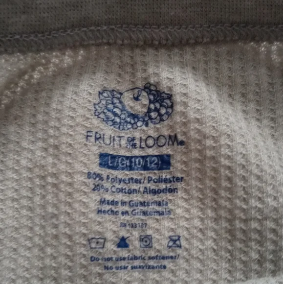FRUIT OF THE LOOM BOYS' THERMAL 2-PIECE SET. SIZE L/G 10/12. COLOR GRAY. - Picture 5 of 16